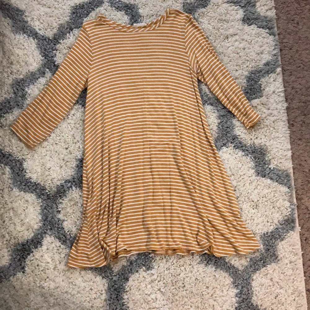 Mustard stripe shift dress